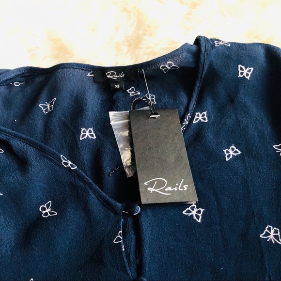 New Rails Beaux Butterfly Print Top in Navy - Picture 3 of 4